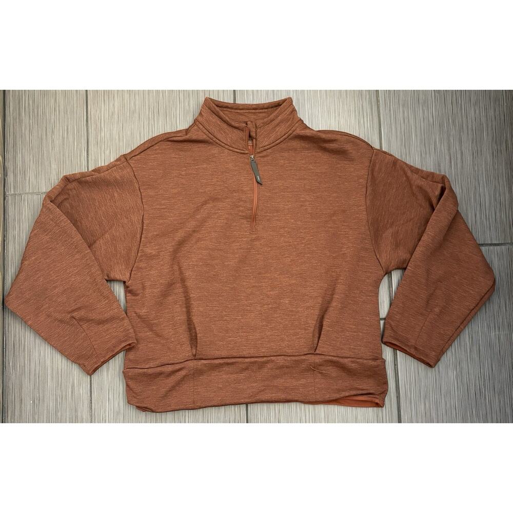 Athleta Altitude Polartec Half Zip Sweatshirt Size Large Heathered Brown